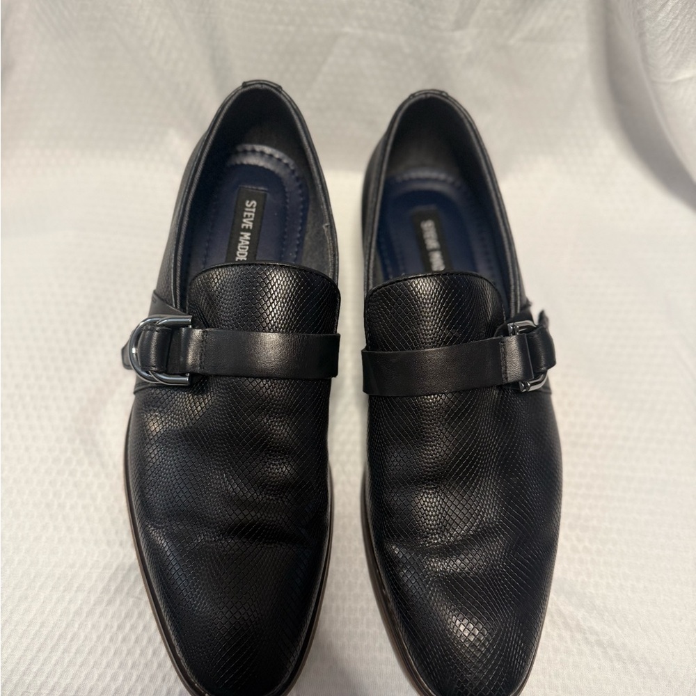 Steve Madden Textured Black Men's Slip-On Loafers